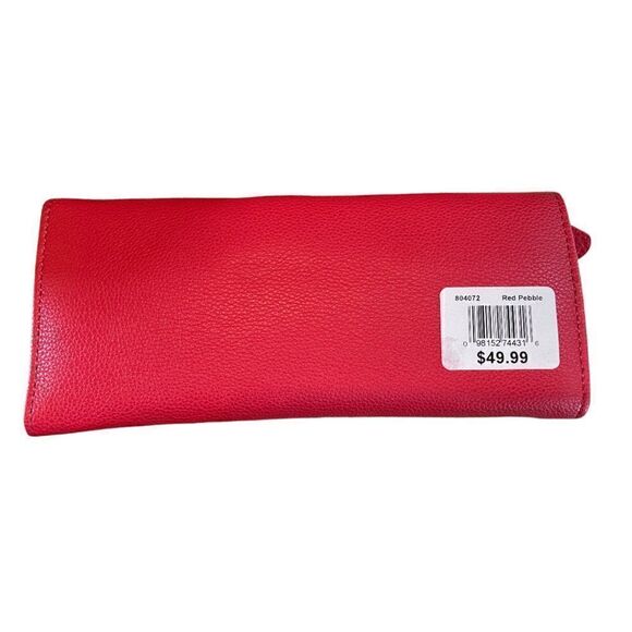NWT R.h. Macy & Co. Red pebble Travel Jewelry Wallet Case 8.5" Vegan L… - Picture 2 of 12